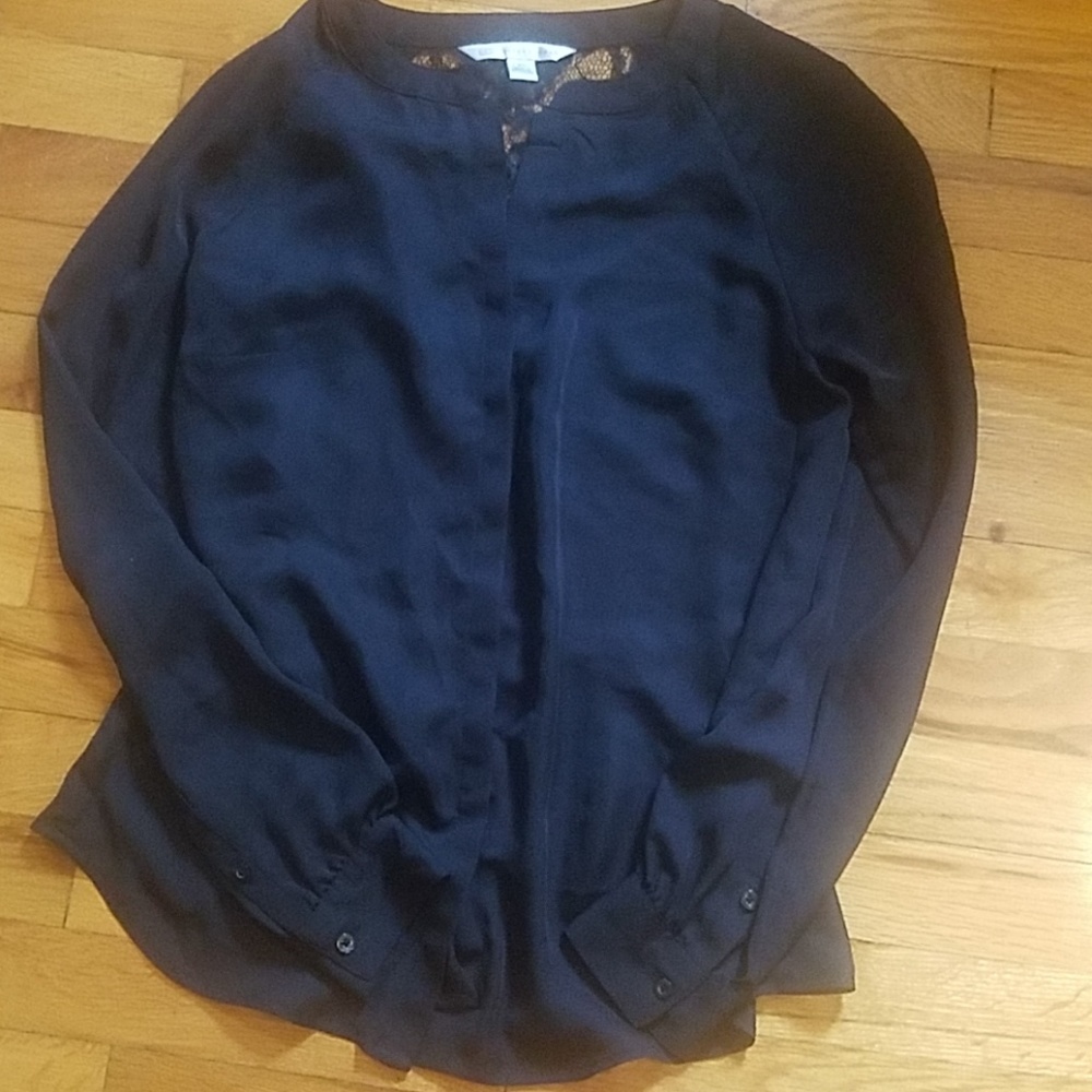 Lauren Conrad Lace Black Button Down